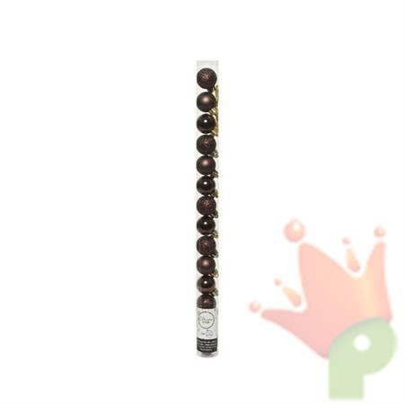 PALLINE DI NATALE MARRONI 3 CM CONFEZIONE 14 PZ