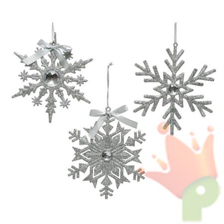 PENDENTI IN PLASTICA CON GLITTER 15CM ARGENTO