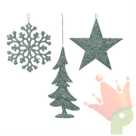PENDENTI DI PLASTICA 10,5CM CELESTE GLITTER