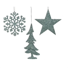 PENDENTI DI PLASTICA 10,5CM CELESTE GLITTER