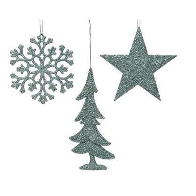 PENDENTI DI PLASTICA 10,5CM CELESTE GLITTER