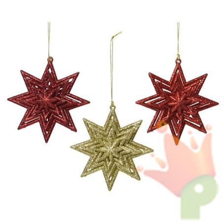 PENDENTI IN PLASTICA 11CM ORO/ROSSO