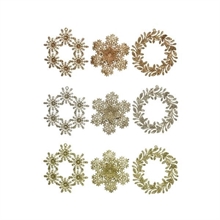 PENDENTI IN PLASTICA 14CM FIOCCO/STELLA/CORONA CHAMPAGNE/ORO/RAM