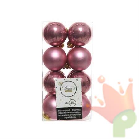 PALLINE DI NATALE ROSA VELVET 4 CM CONFEZIONE 16 PZ