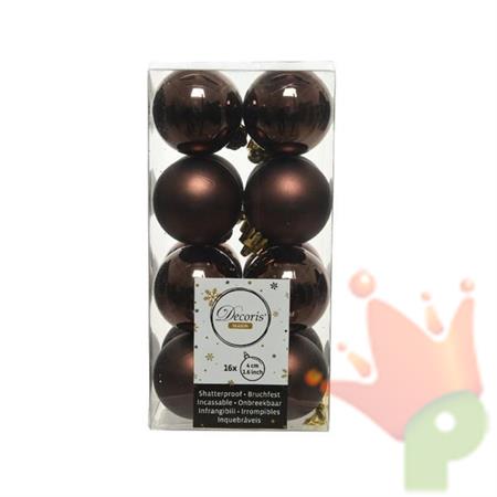 PALLINE DI NATALE MARRONE 4 CM CONFEZIONE 16 PZ