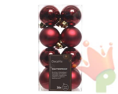 PALLINE DI NATALE BORDEAUX 4 CM CONFEZIONE 16 PZ
