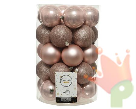 PALLINE DI NATALE ROSA 8 CM CONFEZIONE 34 PZ