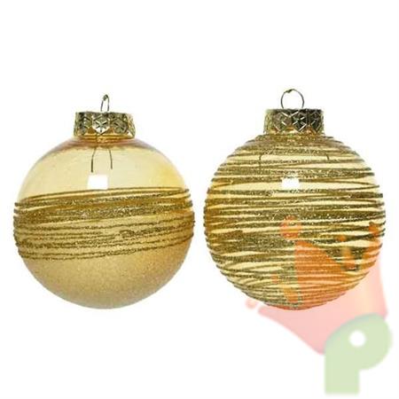 PALLINA DI NATALE ORO DECORATA 2 ASSORTITE 8 CM
