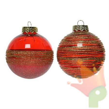 PALLINA PER ALBERO 8CM ROSSO CON DECORO