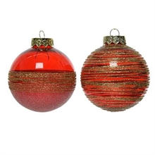PALLINA PER ALBERO 8CM ROSSO CON DECORO