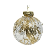 PALLINA PER ALBERO TRASPARENTE 8CM CON DECORO ORO