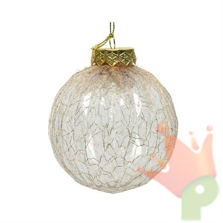 PALLINA DI NATALE TRASPARENTE DCORO ORO 8 CM