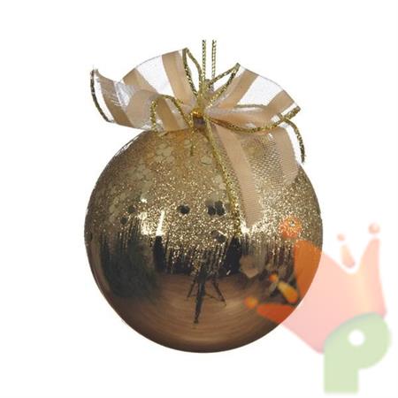 PALLINA PER ALBERO 8CM ORO CON FIOCCO