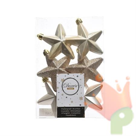 PENDENTI 7,5CM STELLE CHAMPAGNE 6PZ
