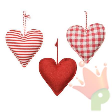 PENDENTE CUORE 10CM IN TESSUTO ROSSO
