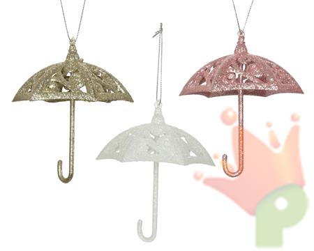 PENDENTE OMBRELLO 11,4CM BIANCO/ORO/ROSA GOLD