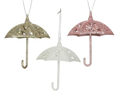 PENDENTE OMBRELLO 11,4CM BIANCO/ORO/ROSA GOLD