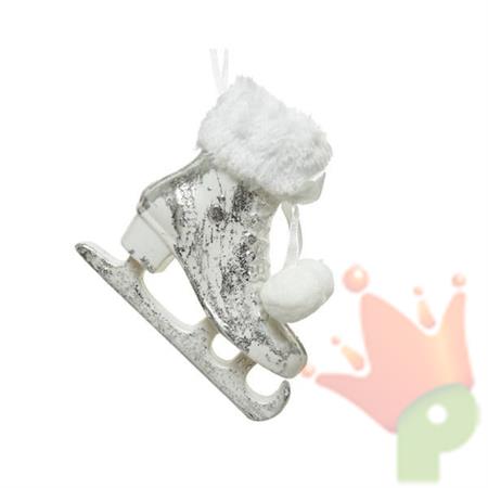 PENDENTE PATTINO 11,4CM BIANCO-ARGENTO
