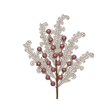 RAMO CON BACCHE 58CM BIANCO-ROSA GOLD