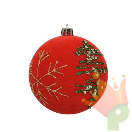 PALLINA PER ALBERO 8CM ROSSO CON DECORO