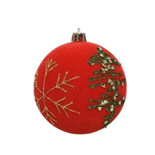 PALLINA PER ALBERO 8CM ROSSO CON DECORO