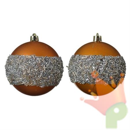PALLINA DI NATALE RAME DORO ARGENTO 8 CM