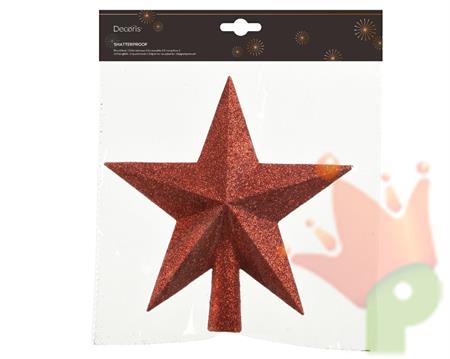 PUNTALE STELLA ROSSA GLITTER 19 CM