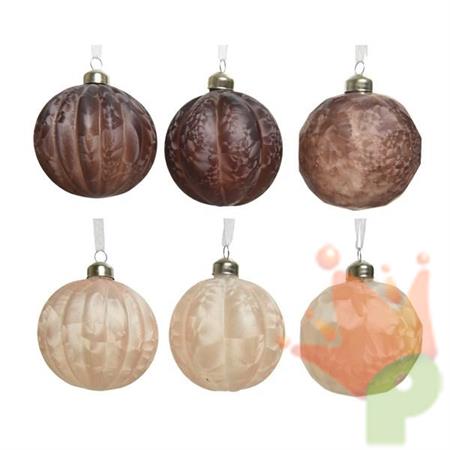 PALLINA PER ALBERO 8CM CHAMPAGNE/MARRONE