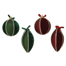 PENDENTI PER ALBERO 8CM IN VELLUTO BORDEAUX/VERDE