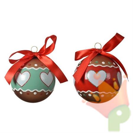 PALLINA DI NATALE DECORO CUORI 2 ASSORTITE