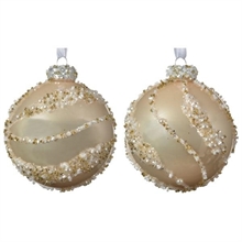 PALLINA DI NATALE 8CM CHAMPAGNE CON DECORI