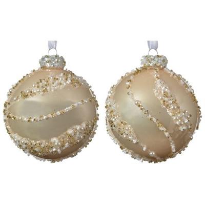PALLINA DI NATALE 8CM CHAMPAGNE CON DECORI