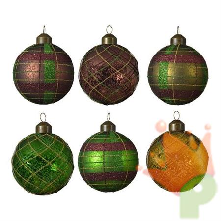 PALLINA PER ALBERO 8CM VERDE CON DECORI