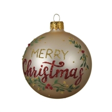 PALLINA  PER ALBERO 8CM CHAMPAGNE CON SCRITTA MARRY CHRISTMAS
