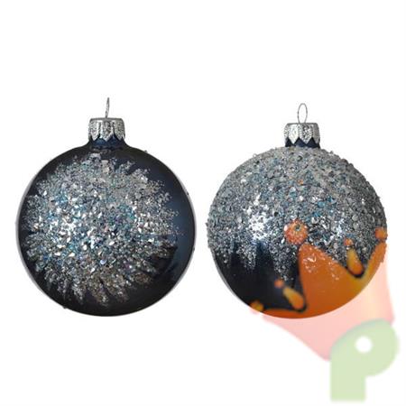 PALLINA PER ALBERO 8CM BLU CON EFFETTO GHIACCIO