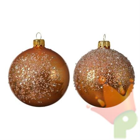 PALLINA PER ALBERO 8CM RAME CON EFFETTO GHIACCIO