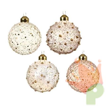 PALLINA DI NATALE 8CM TRASPARENTE CON DECORI