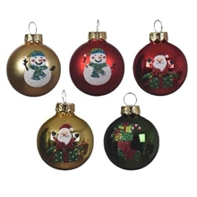 PALLINA PER ALBERO 4,5CM ORO/ROSSO/VERDE CON DECORO