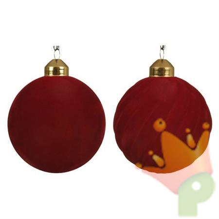 PALLINA PER ALBERO 8CM ROSSO IN VELLUTO 3PZ