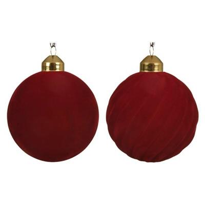PALLINA PER ALBERO 8CM ROSSO IN VELLUTO 3PZ