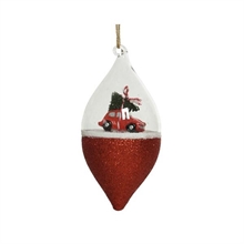 PENDENTE OLIVA 15CM ROSSA CON DECORO