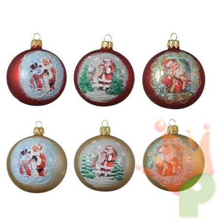 PALLINA PER ALBERO 8CM ROSSO/ORO CON DECORI