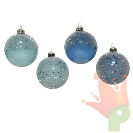 PALLINA PER ALBERO 8CM IN VETRO TURCHESE/CELESTE