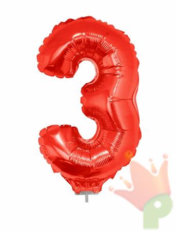 PALLONCINO 16INCH MYLAR NUMERO MEDIO 3 ROSSO