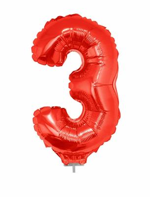 PALLONCINO 16INCH MYLAR NUMERO MEDIO 3 ROSSO