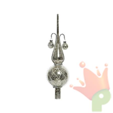PUNTALE PER ALBERO 31CM ARGENTO DECORATO