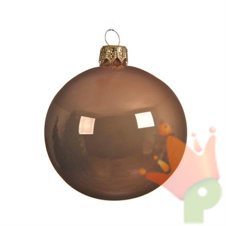 PALLINE DI NATALE CAMMELLO LUCIDO 10 CM CONFEZIONE 4 PZ