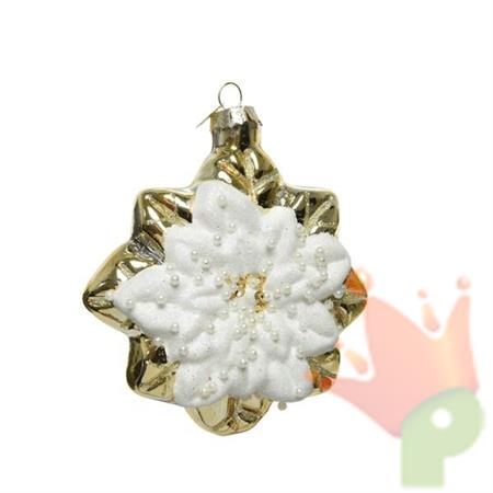 PENDENTE PER ALBERO STELLA DI NATALE BIANCO/ORO 11CM
