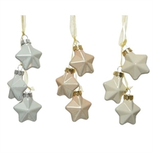PENDENTI PER ALBERO 2CM STELLA BIANCO/CIPRIA/CHAMPAGNE