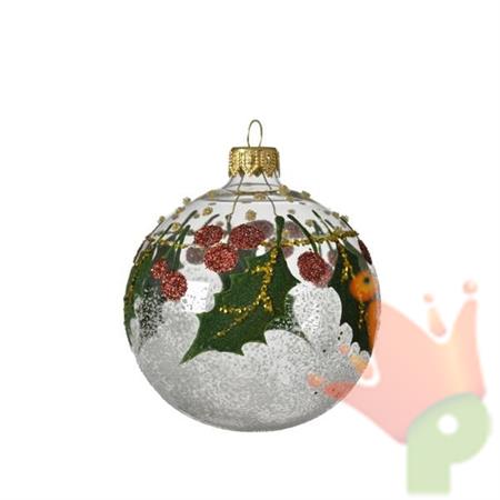 PALLINA PER ALBERO 8CM TRASPARENTE DECORATA